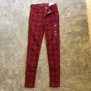 Red Plaid American Eagle Jeans
